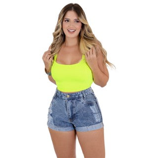 Short Feminino Jeans Detonado Curto,Lojas Ponza