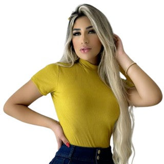 Blusinha Manga Curta Feminina Amarela