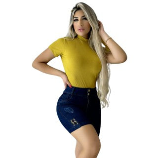 Blusinha Manga Curta Feminina Amarela