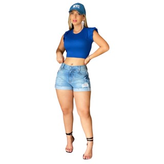 Blusa Feminina Gola Canoa Azul